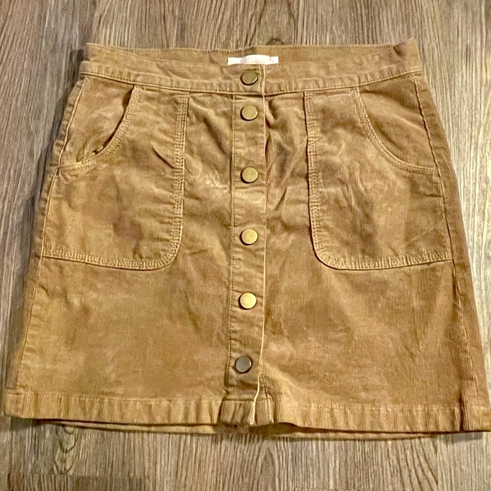TORY BURCH TAN SNAP FRONT CORDUROY MINI SKIRT 8